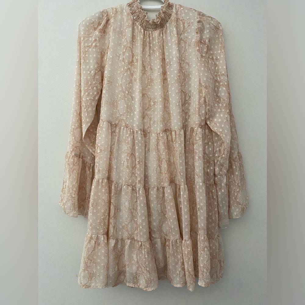 Altar’d State Blush Snakeskin Flowy Dress Size Medium